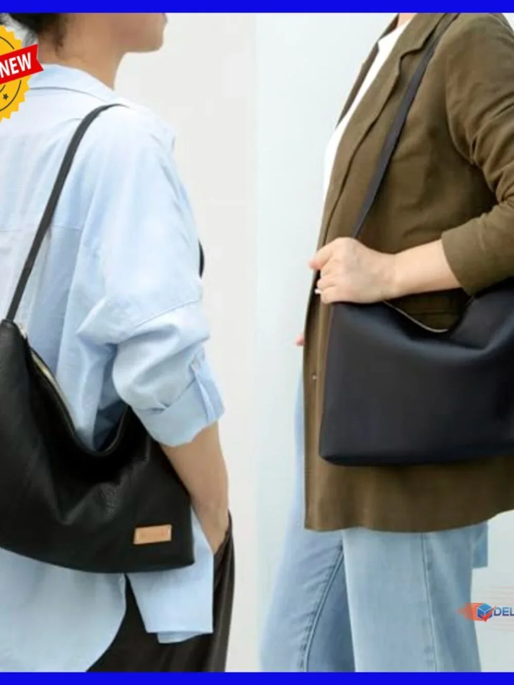 Full Grain Leather Hobo Crossbody Bag, Adjustable Strap, 3 Pockets, Minimalist